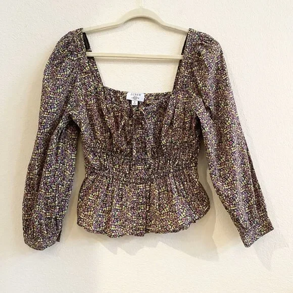 J. Crew Cinched-waist 100% Organic Cotton Top In Liberty Busy Izzy Fabric Size 8 - Picture 8 of 12